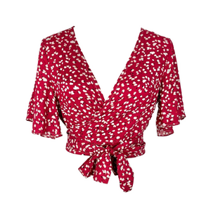 Lauren Taylor red wrap blouse